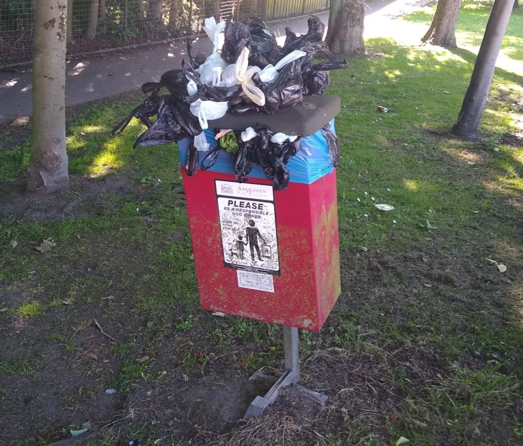 Please do not leave bags of dog waste beside full bins